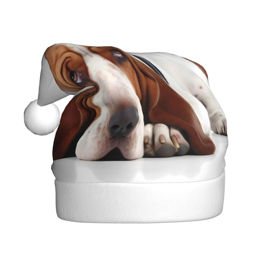 1013 Dog Breed Basset Hound Christmas Hat for Adults, Santa Hats, Holiday